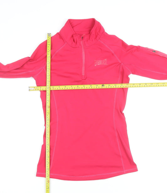 Everlast Womens Pink Long Sleeve 1/4 Zip Gym Training Top Size 8