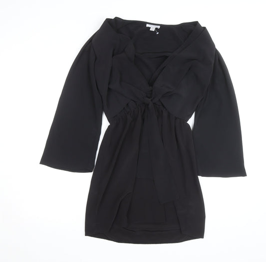 Topshop Women's Black Wrap Chiffon Blouse Size 8