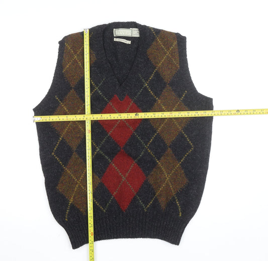 Christopher Hayes Men's Multicoloured Wool Argyle Vest M