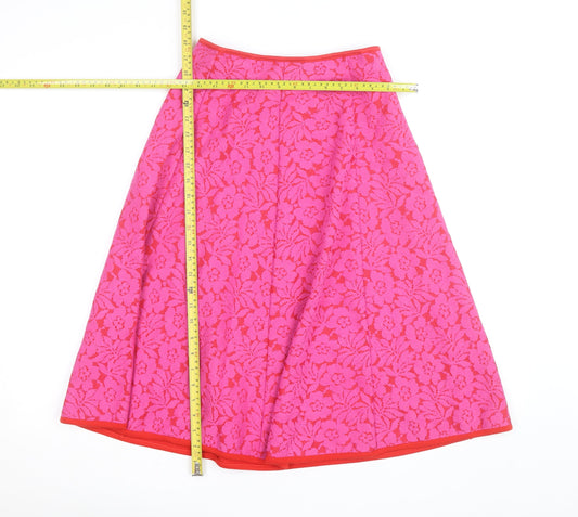 Savida Women's Pink Floral Lace A-Line Knee Length Skirt Size S