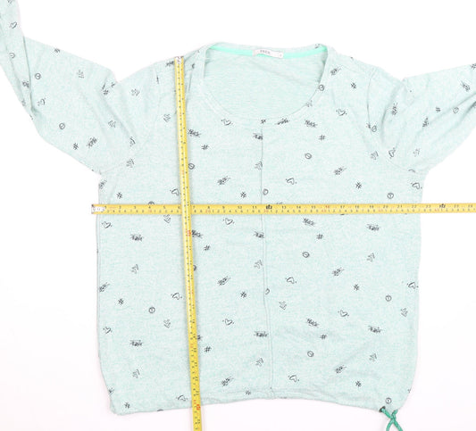 Cecil Womens Green Scoop Neck Long Sleeve Graphic Pullover Jumper Size L