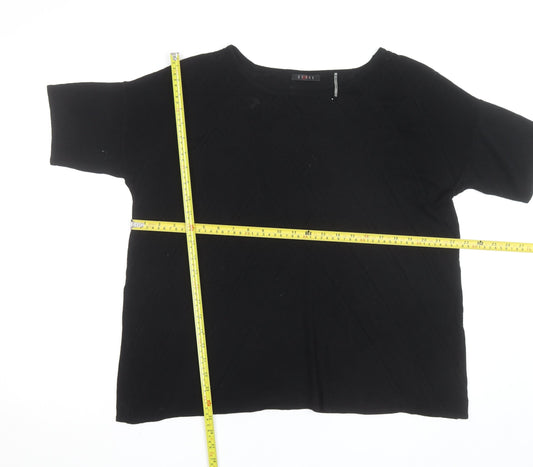 CYRUS Women's Black Knit Short Sleeve Crew Neck Top XL