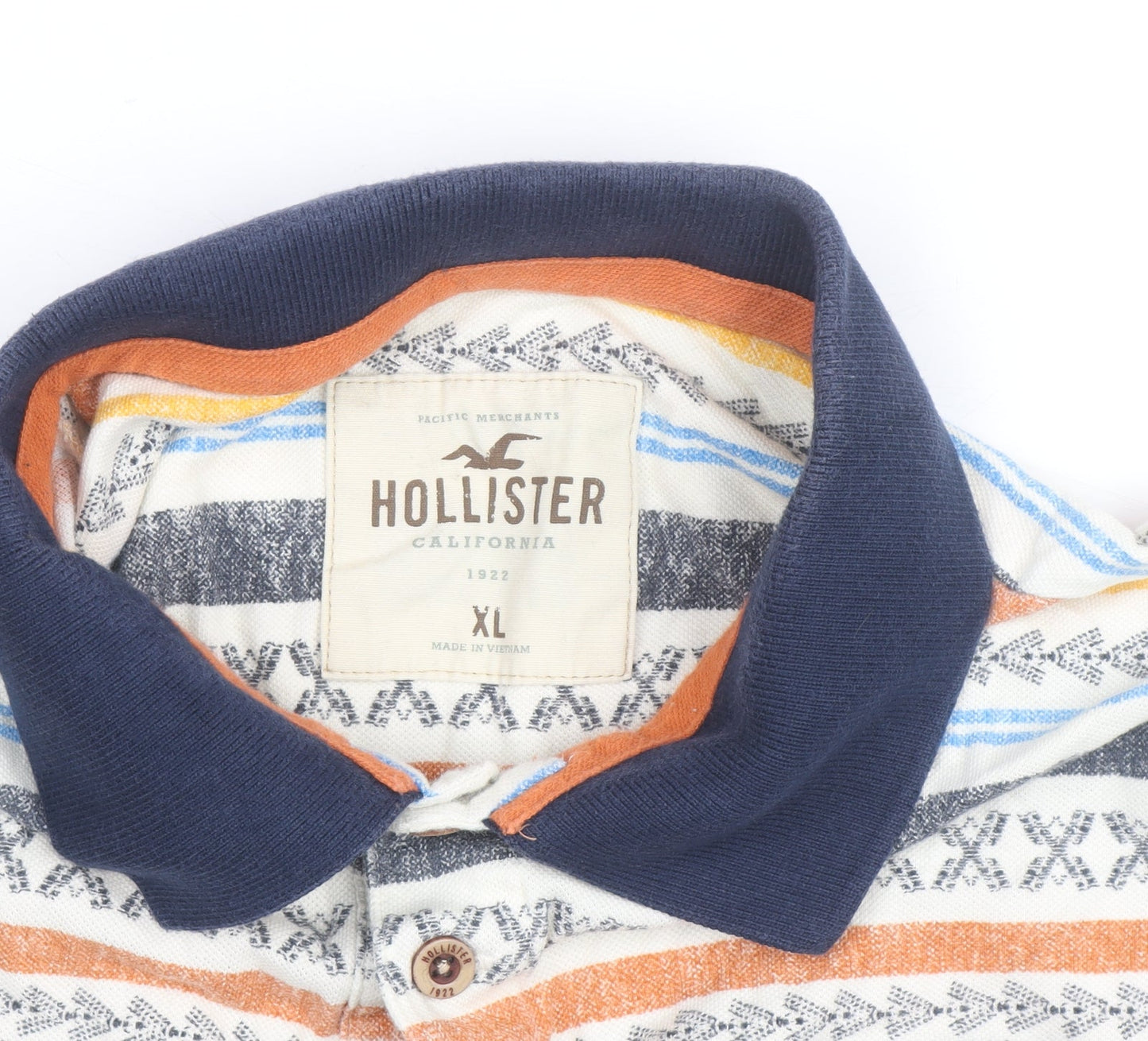 Hollister Men's Multicoloured Striped Cotton Polo Shirt XL Classic Fit