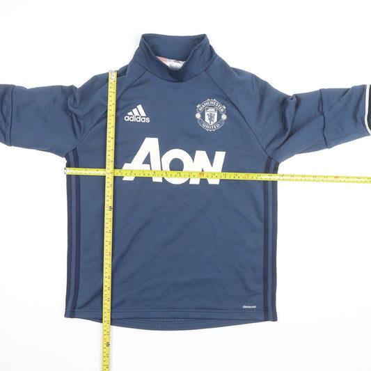 Adidas Boys Blue Manchester United Long Sleeve Training Top 13-14 Years