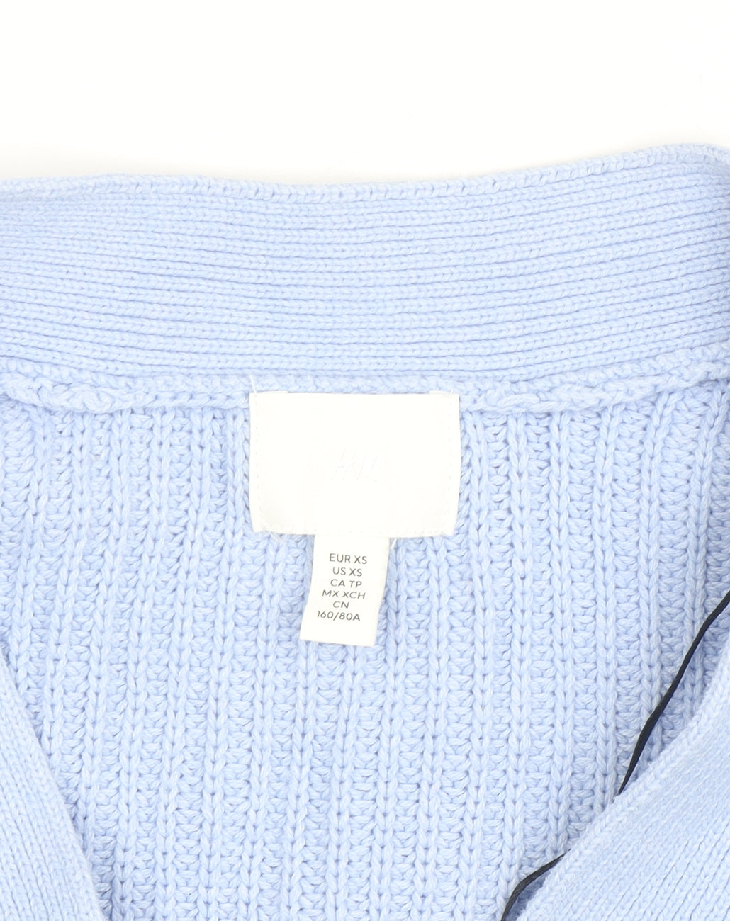 H&M Women Light Blue Cardigan XS Cotton Acrylic Knit V-Neck Jumper