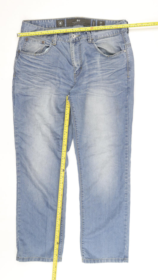 Crosshatch Men's Blue Straight Leg Denim Jeans W34 L30