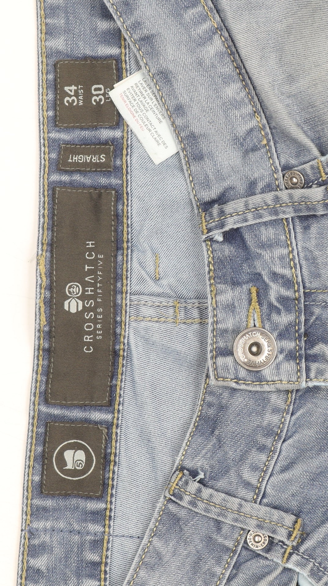 Crosshatch Men's Blue Straight Leg Denim Jeans W34 L30