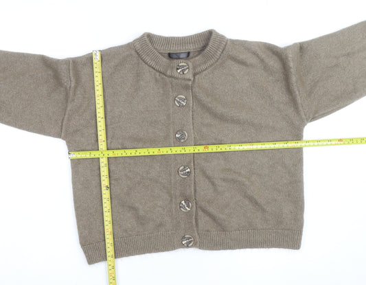 Dunnes Women Brown Wool Blend Crew Neck Cardigan Size M
