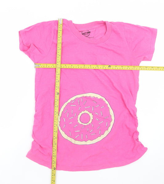 Crazy Dog Women's Pink Donut Print T-Shirt Size S