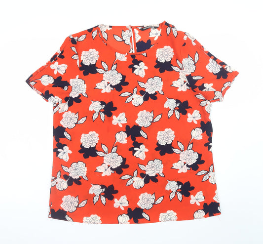 Debenhams Women’s Orange Floral Short Sleeve Blouse Size 16