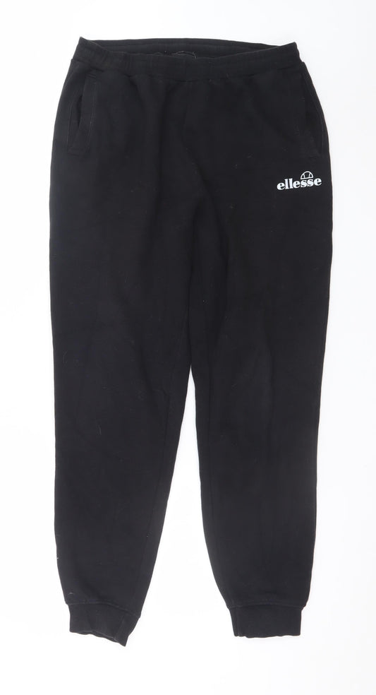 Ellesse Womens Black Jogger Sweatpants UK 12 Relaxed Fit Cotton Blend