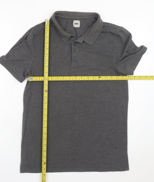 ASOS Men’s Grey Short Sleeve Cotton Blend Polo Shirt Size L