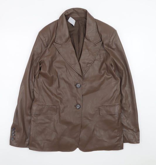 Additional front view of ASOS DESIGN Women’s Brown Faux Leather Blazer UK 10 Regular Fit