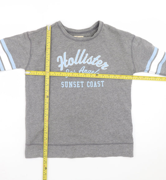 Hollister Women Grey Pullover Sweatshirt Small Los Angeles Print