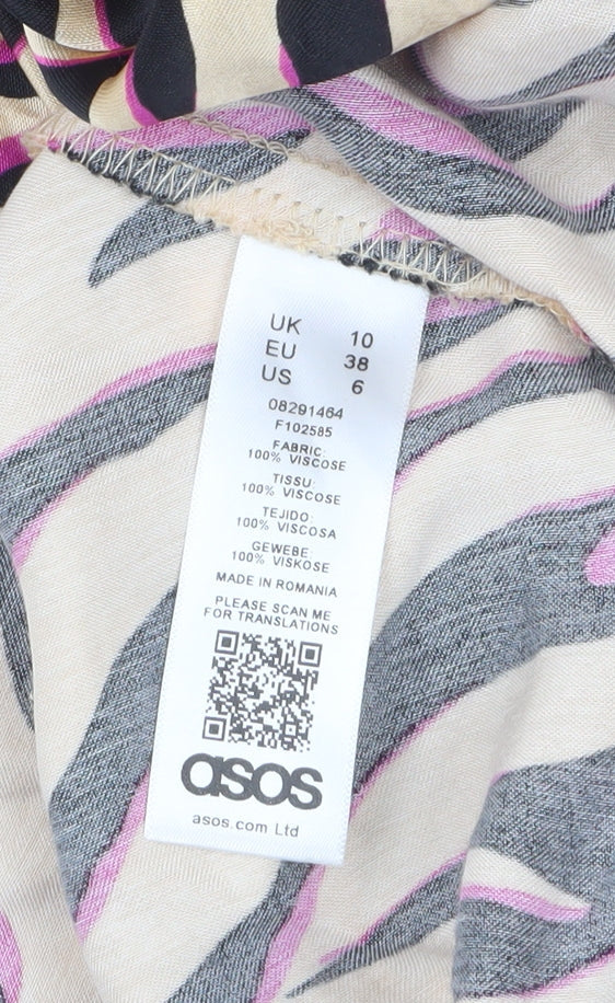 Brand and care label for ASOS Women’s Multicoloured Animal Print Midi Bodycon Dress, size UK 10