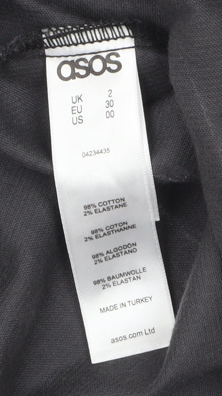 Brand and care label for ASOS Women’s Black Corduroy Long Sleeve Shirt Dress, size UK 2
