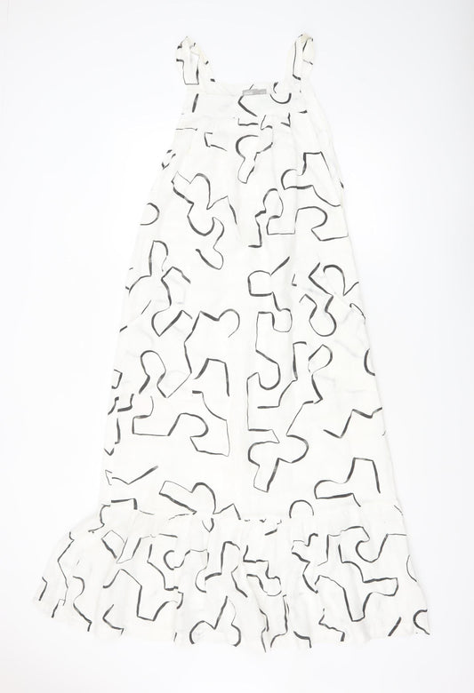 Additional front view of ASOS Women’s White Geometric Midi Slip Dress, size UK 6