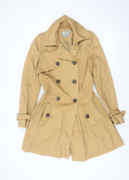 ASOS Women's Beige Trench Coat Size 4 Belted Classic Mid-Length