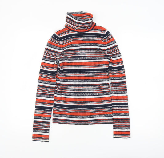 ASOS Women's Multicoloured Roll Neck Striped Jumper Size 4