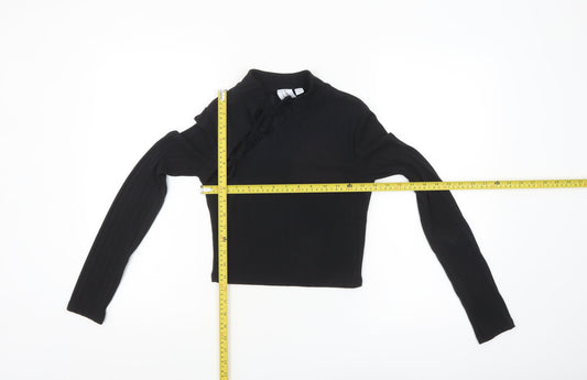 ASOS DESIGN Women’s Black Cropped High Neck Long Sleeve Top Size 8