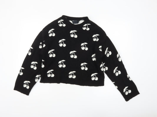 ASOS Women’s Black Cherry Print Knit Pullover Jumper XS