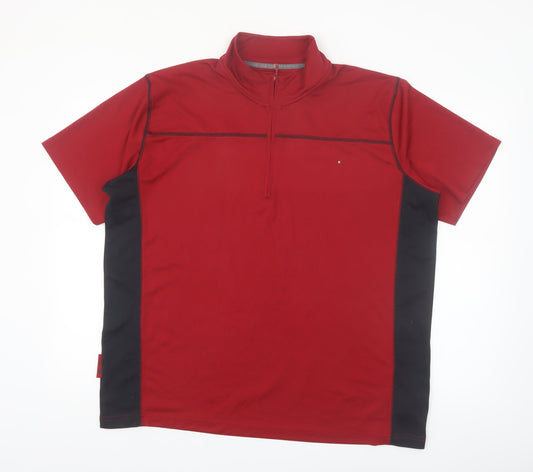 Mountain Warehouse Men’s Red XL Quick Dry 1/4 Zip Active T-Shirt