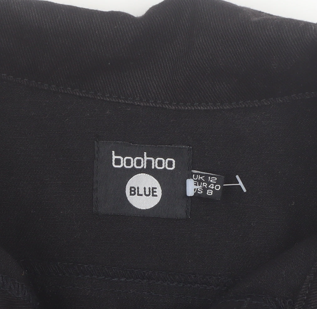 Boohoo Women Black Denim Basic Jacket Size 12 Classic Style