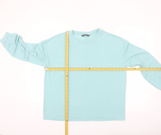 Dunnes Women Blue Long Sleeve Basic Cotton Jersey T-Shirt Size S