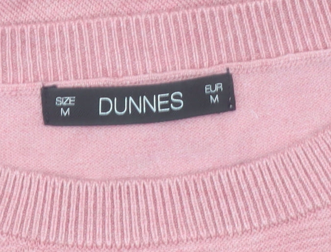 Dunnes Women Pink Crew Neck Button Pullover Jumper Size M