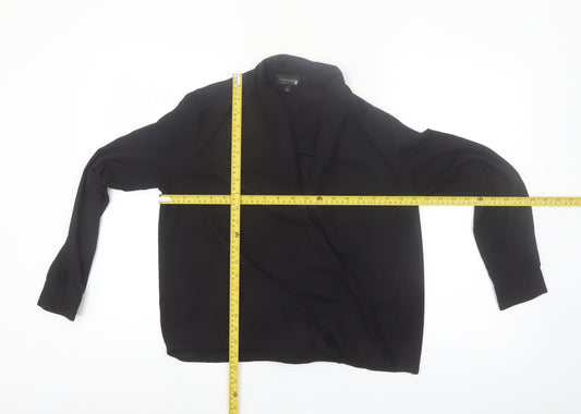 Topshop Women Black Long Sleeve Wrap Blouse Size 6