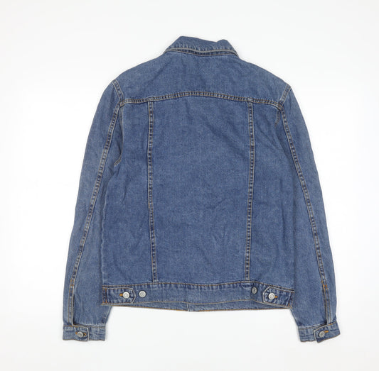 Primark Women Blue XS Denim Basic Jacket Button Front Cotton