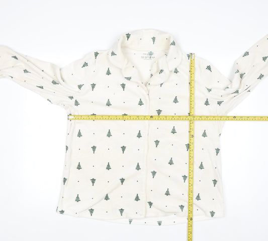 Primark Women White Christmas Tree Fleece Pyjama Top Size L 14-16