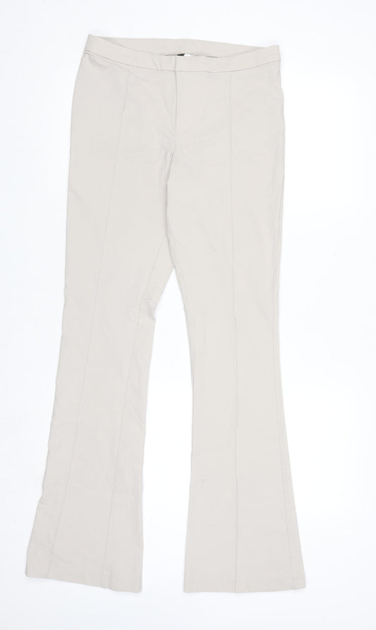 H&M Divided Women's Beige Flared Stretch Trousers Size 10