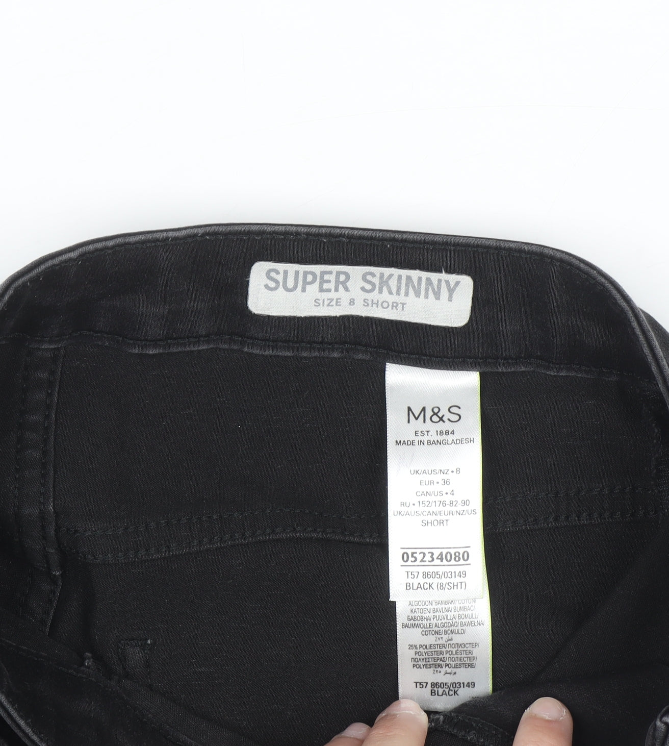 Marks and Spencer Women’s Black Size 8 Short Super Skinny Jeans