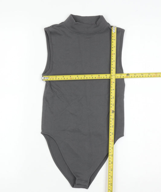 Primark Women Grey Mock Neck Sleeveless Bodysuit XS