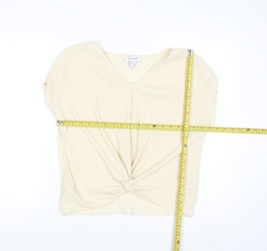 Primark Women Beige V-Neck Knot Front Tunic Blouse XS