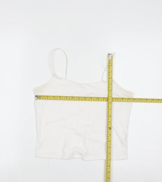 Primark Women White Camisole Tank Top S Slim Fit Cotton Elastane