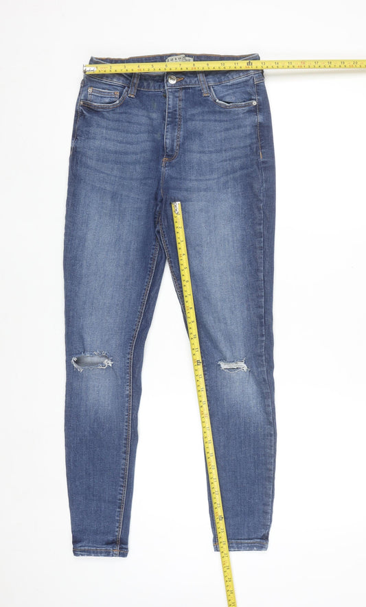 Denim Co. Women's Blue Size 12 Skinny Distressed Jeans