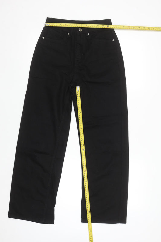 SHEIN Women's Black High Rise Straight Jeans 2XS Cotton Blend