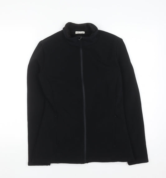 Additional front view of Oysho unisex black full zip fleece sweatshirt l