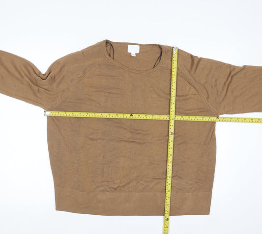 H&M Women Brown Crew Neck Knit Pullover Jumper Size 14