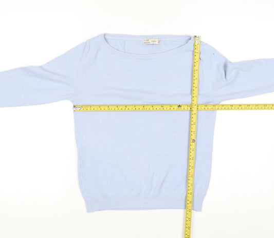 ZARA Women Blue Boat Neck Pullover Jumper Size 12