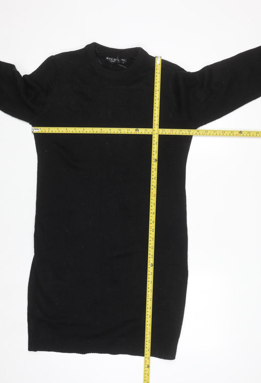 Brave Soul Women's Black Knit Long Sleeve Jumper Dress Size L