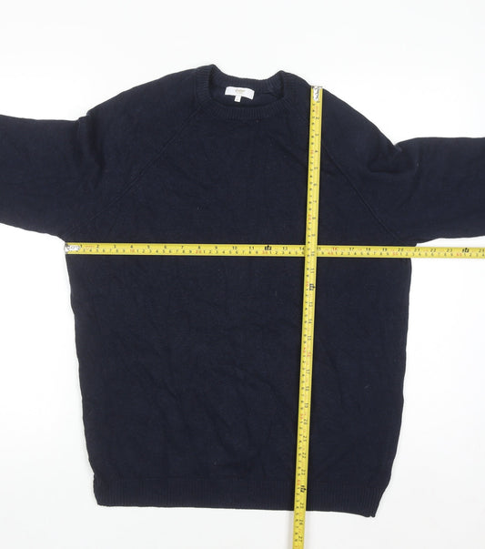 Cotton Traders Men's Navy Blue Cotton Crew Neck Jumper M