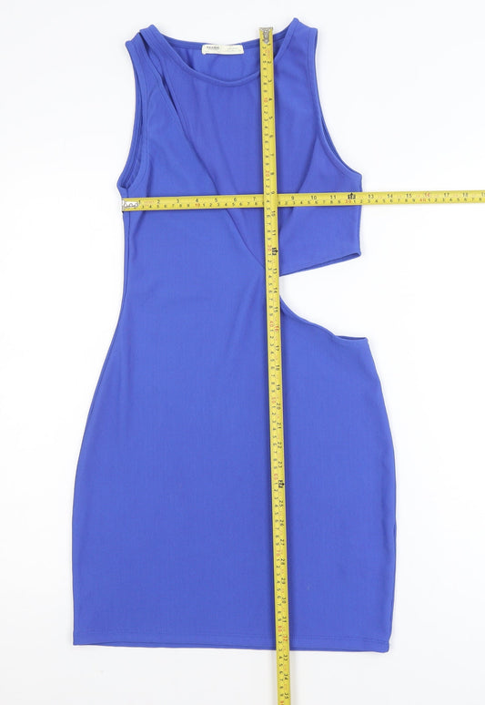 Pull & Bear Women Blue Bodycon Cut Out Sleeveless Dress Size 12