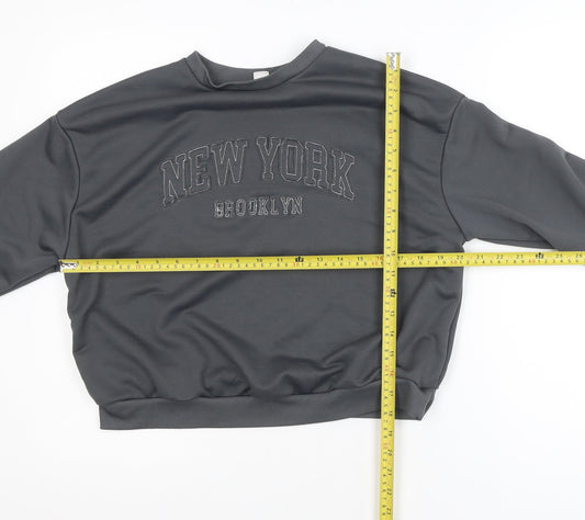 SUMWON Girls Grey New York Brooklyn Pullover Sweatshirt 12 Years
