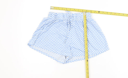 Primark Women Blue Check Gingham Drawstring Shorts XS