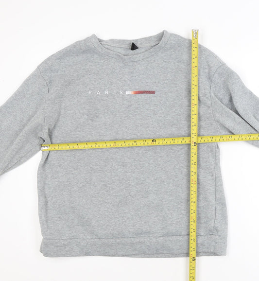 SHEIN Men's Grey Paris Graphic Pullover Sweatshirt M