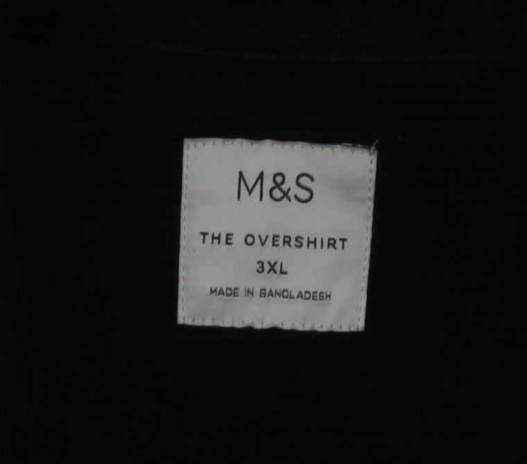Marks and Spencer Men's Black Corduroy Overshirt Jacket 3XL