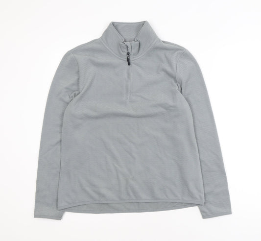 Crane Women Grey 1/4 Zip Fleece Jacket Size 12 Regular Fit